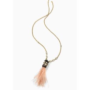 Stella & Dot Gold Necklace with Feather Pendant